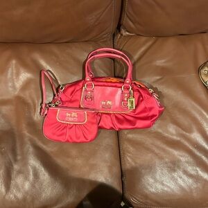 Coach Red Satchel Bag Set